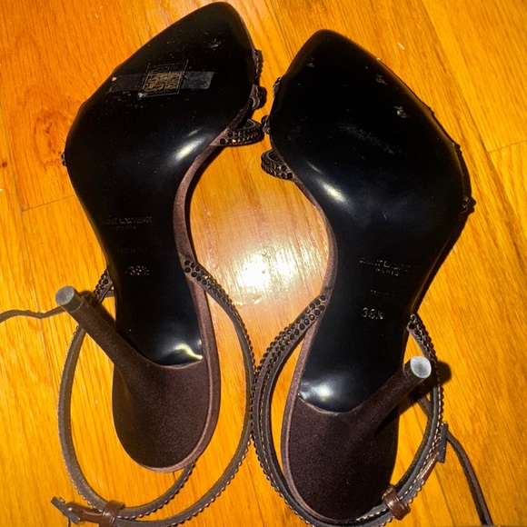 NWOT Saint Laurent Ava sandals in crepe satin with rhinestones - Picture 13 of 13